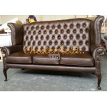 Chesterfield Queen 3-Sitzer Sofa Antikbraun A5