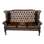 Chesterfield Queen 3-Sitzer Sofa Antikbraun A5