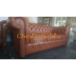 Chesterfield Classic XL 3-Sitzer Ledersofa Antikwhisky (C12) 