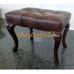 Chesterfield Cambridge Hocker 40x60 Antik Mittelbraun (A5M)