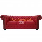 Classic XL Rot 3-Sitzer Chesterfield Sofa