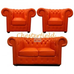 Classic 211 Orange Chesterfield Garnitur