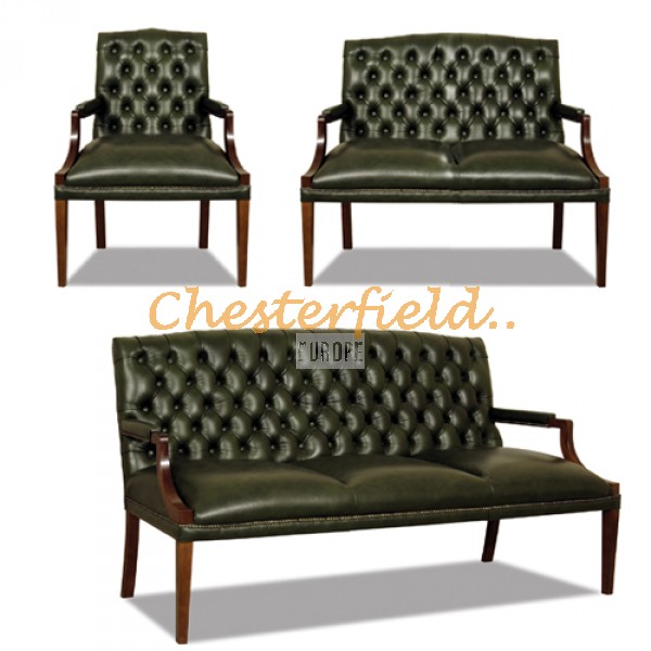 King 321 Antikgruen Chesterfield Garnitur 