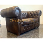 Classic  Antik mittelbraun 2-Sitzer Chesterfield Sofa 