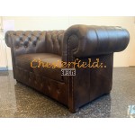 Classic  XL Antik mittelbraun 2-Sitzer Chesterfield Sofa 