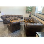 Classic 211 Antik mittelbraun Chesterfield Garnitur A5M