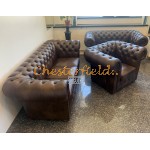 Classic 211 Antik mittelbraun Chesterfield Garnitur A5M