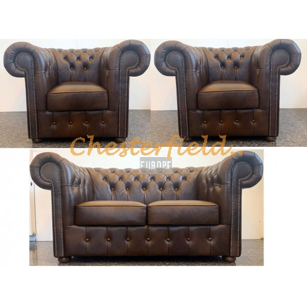 Classic 211 Antik mittelbraun Chesterfield Garnitur A5M