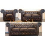 Classic 321 Antikmittelbraun Chesterfield Garnitur