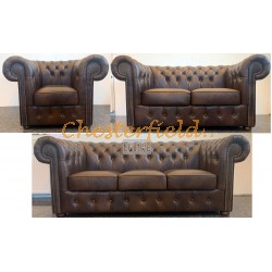 Classic 321 Antik mittelbraun Chesterfield Garnitur (A5M)
