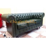 Classic XL Antikgruen 3-Sitzer Chesterfield Sofa 