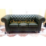 Classic XL Antikgruen 3-Sitzer Chesterfield Sofa 