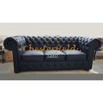 Classic XL Schwarz 3-Sitzer Chesterfield Sofa