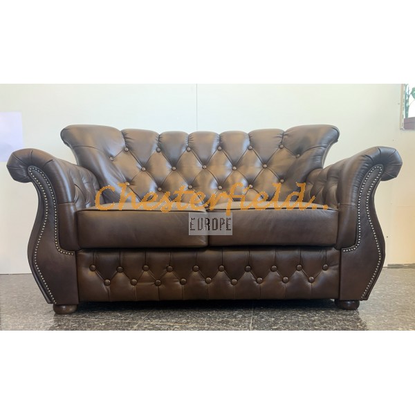 Monk Antikmittelbraun 2-Sitzer Chesterfield Sofa