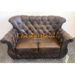 Monk Antikmittelbraun 2-Sitzer Chesterfield Sofa