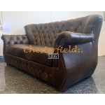 Monk Antikmittelbraun 3-Sitzer Chesterfield Sofa (A5M)