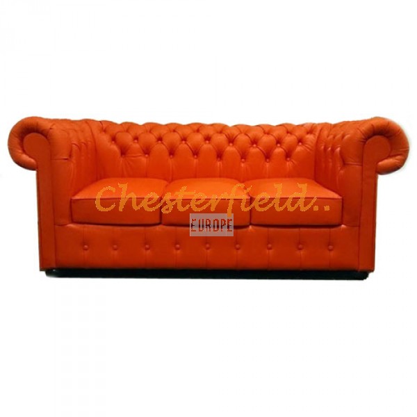 Classic Orange 3-Sitzer Chesterfield Sofa