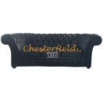 Windchester XL Schwarz 3-Sitzer Chesterfield Sofa