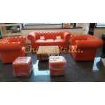 Classic XL Orange 2-Sitzer Chesterfield Sofa 