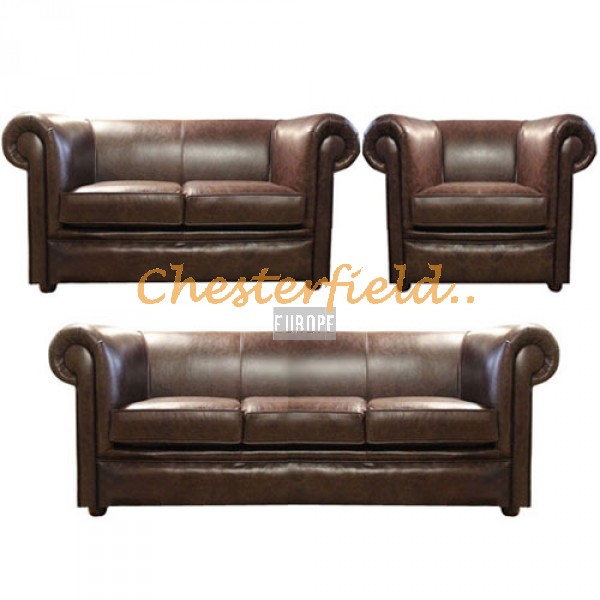 London 321 Antikbraun (A5) Chesterfield Garnitur