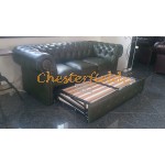 Classic Antikgrun 3er Chesterfield Schlafsofa