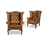 Queen Antikgold (S12) Chesterfield Ohrensessel 