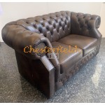 Windsor Antik Mittelbraun 2-Sitzer Chesterfield Sofa