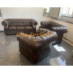 Windsor 311 Antik Mittelbraun Chesterfield Garnitur A5M