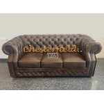 Windsor Antik Mittelbraun 3-Sitzer Chesterfield Sofa