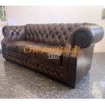 Windsor Antik Mittelbraun 3-Sitzer Chesterfield Sofa